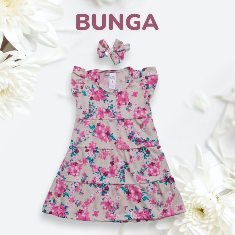 6bln-3thn [BEBAS PILIH MOTIF]FREE BANDO bunga dress anak pakaian bayi dress baby baju bayi