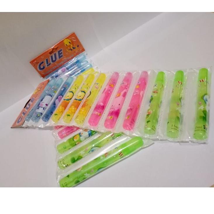 

➺ SATU RENTENG ( 12 PCS ) Glitter Glue Water Glue Lem Stik Cair Lucu Fancy 15ml ✎