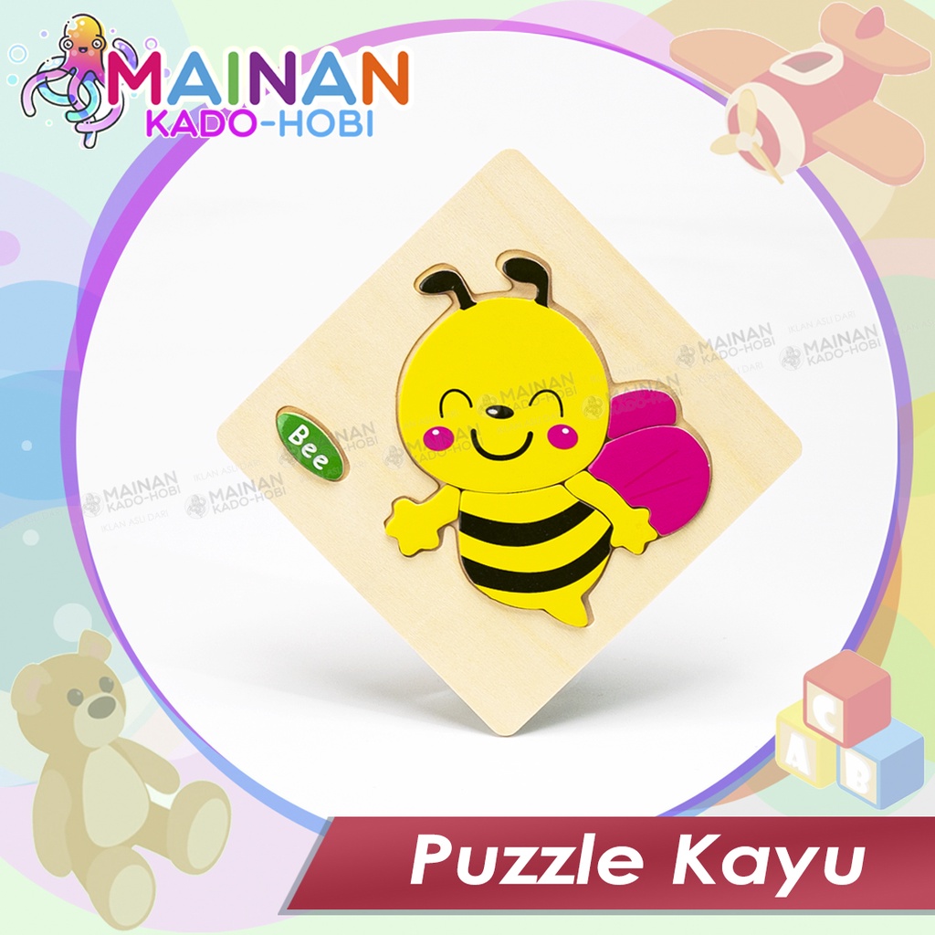 HADIAH ULANG TAHUN ANAK MAINAN PUZZLE KAYU ANIMAL LUCU HONEY BEE LEBAH