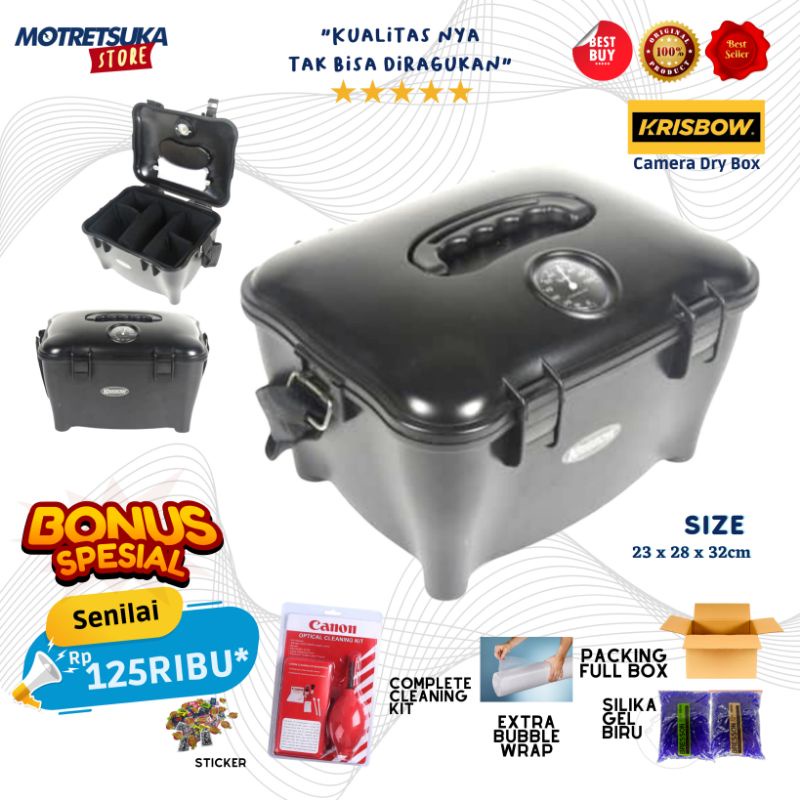 Dry Box Kamera Krisbow | Dilengkapi hygrometer terpasang | Cocok untuk kamera DSLR, Mirrorless, Lens