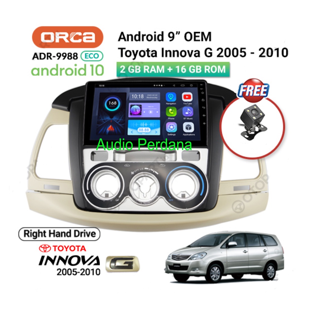 Head Unit Android INNOVA G 2005-2010 ORCA 9988 ECO Ram 2gb Rom 16Gb 9"