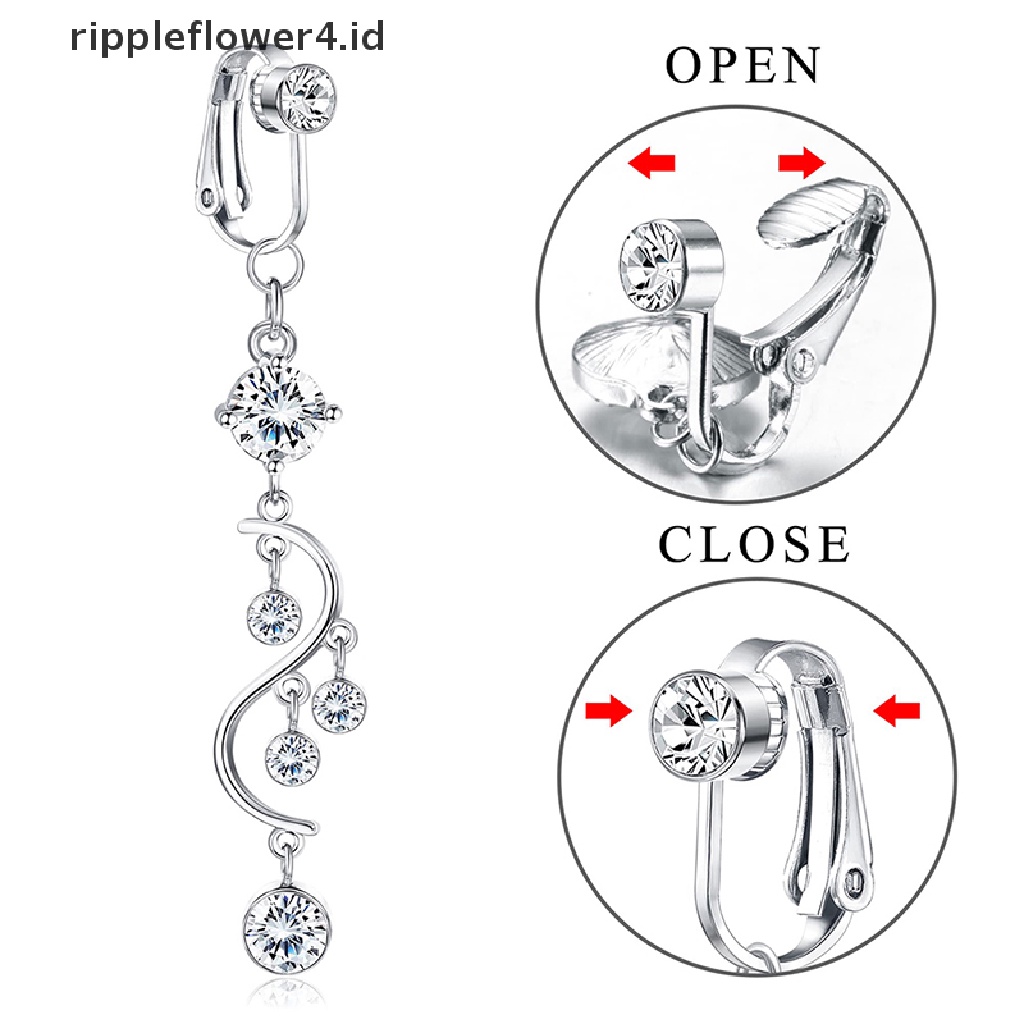 {rippleflower4.id} 1pc Cincin Pusar Palsu Fake Clip On Belly Cincin Non Pusar~