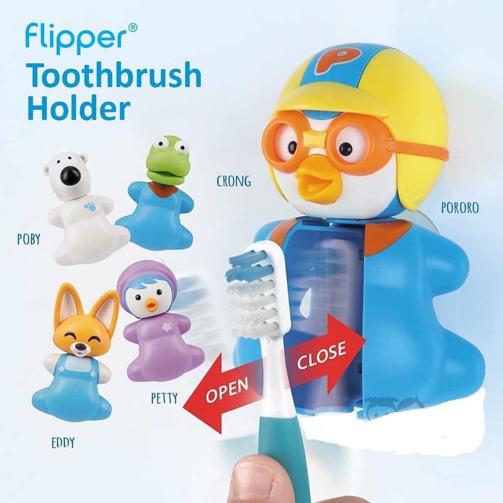 Flipper Toothbrush Holder pororo tayo series tempat sikat gigi cover sikat gigi tutup sikat gigi Kar