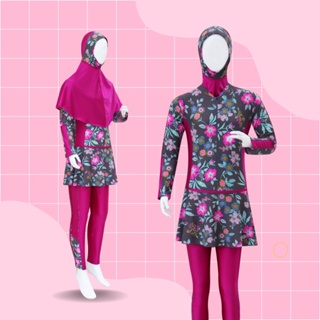 Baju Renang Muslim Anak Perempuan Motif Usia 7-12 Tahun Kerudung Panjang Model Terbaru