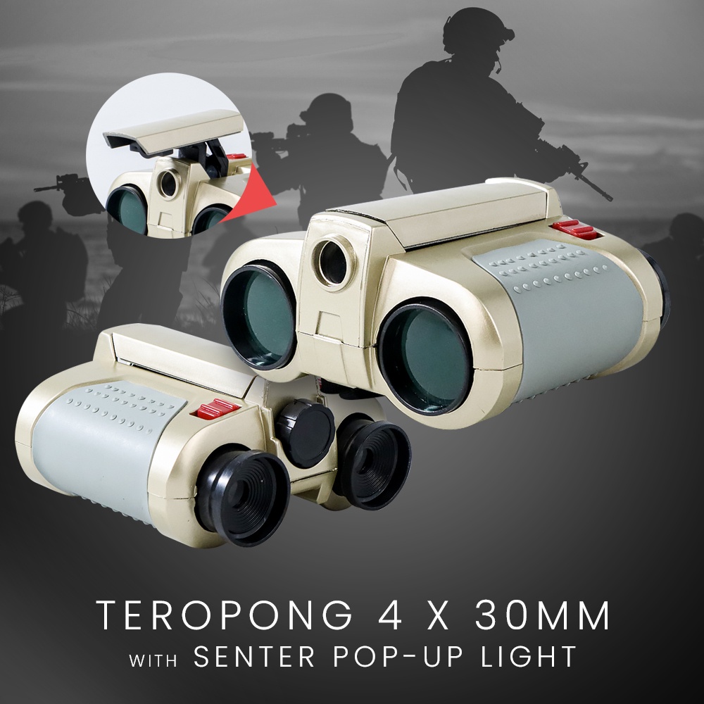 Night Scope OMTH25GD 4 x 30mm Binoculars with Pop-Up Light / Teropong - Golden