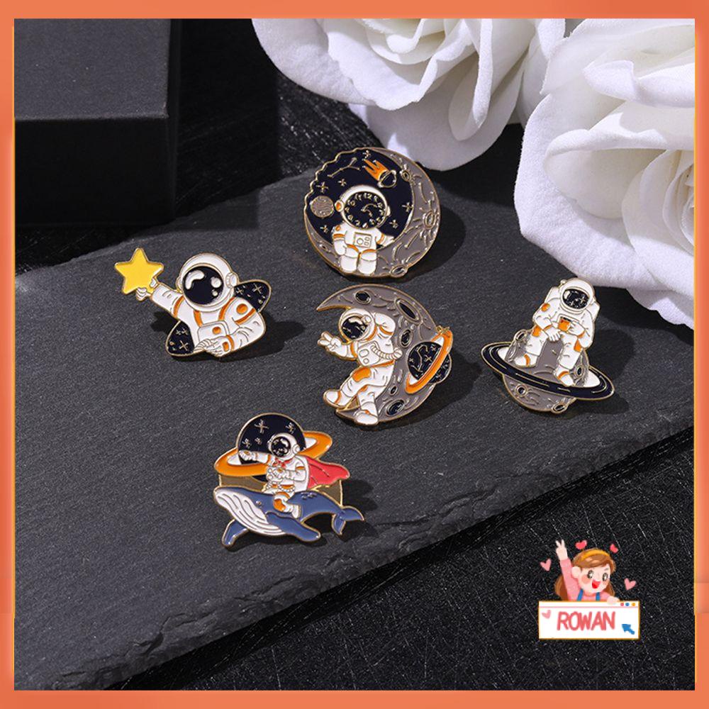 R-bunga Enamel Pin Galaxy Bintang Lapel Pin Bulan Kartun Planet Lencana