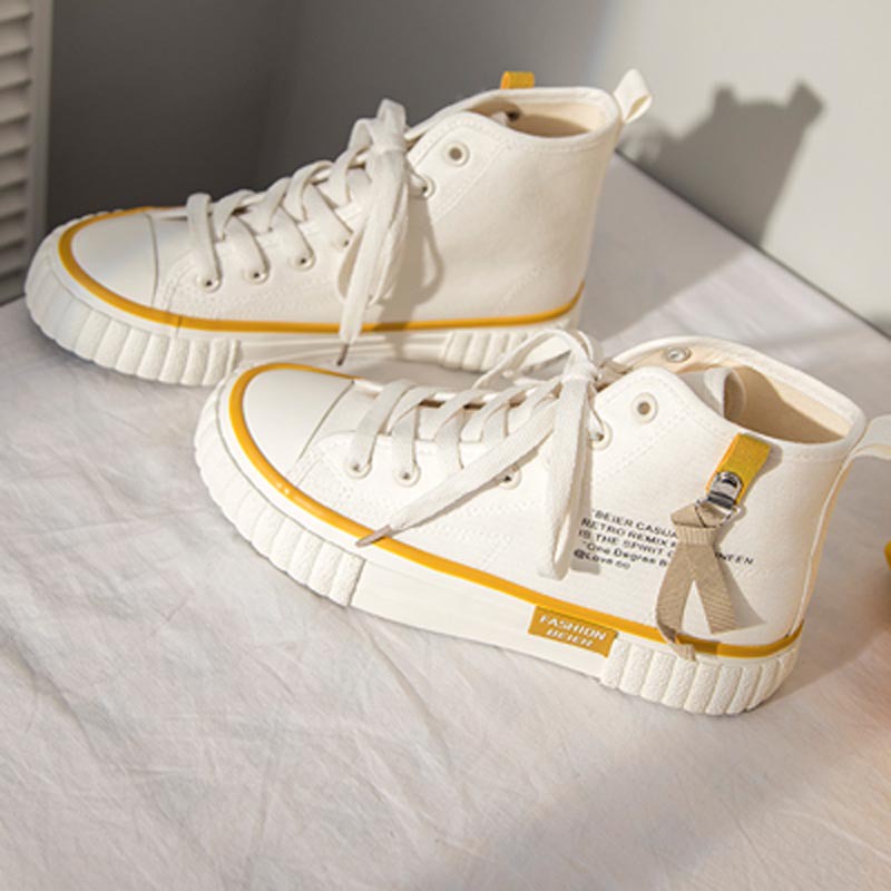 Honeyfeet &quot;FREE BOX&quot; Harley Sepatu Wanita Ankle Tinggi Sneakers Kets Bertali Trendy Fashion Shoes Kanvas Import Premium Quality 9045