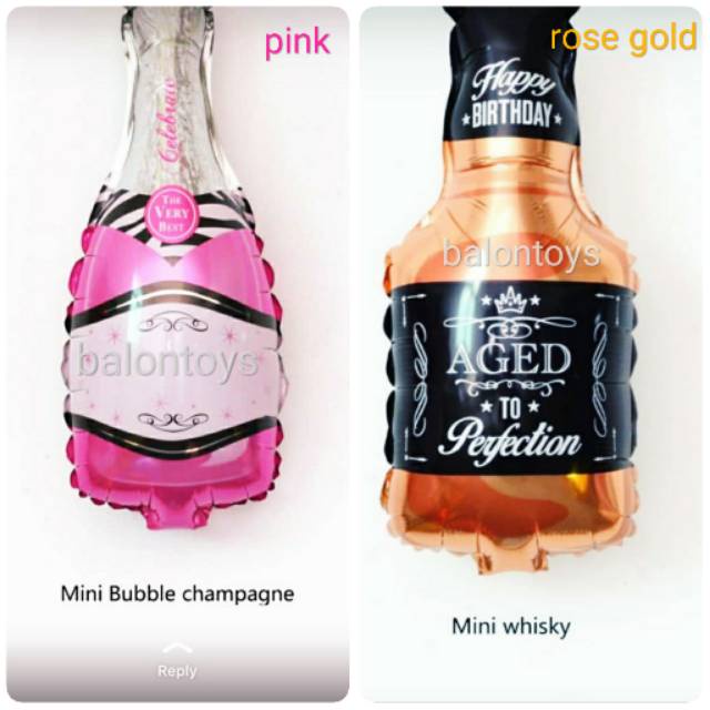 BALON FOIL MINI BOTOL CHAMPANGNE PINK / BALON FOIL BOTOL WHISKEY