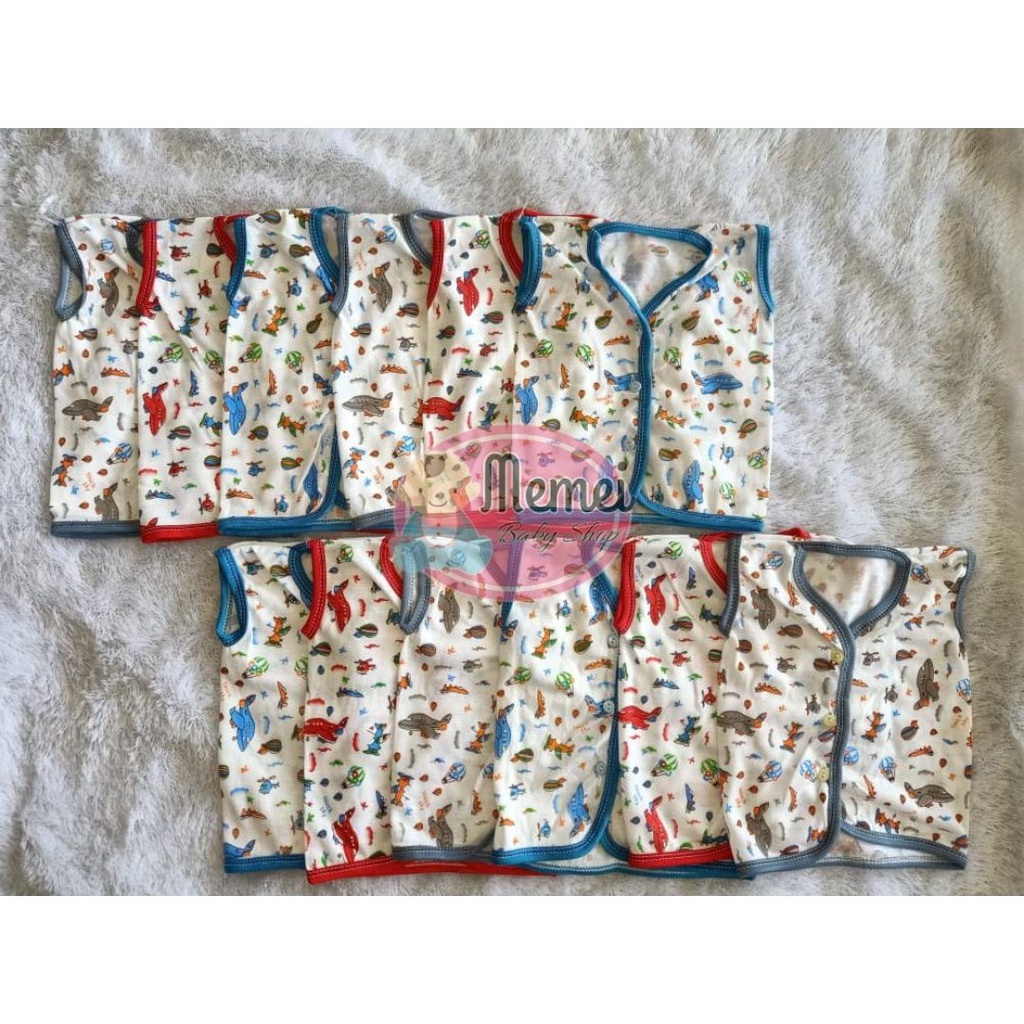 1 LUSIN (12 pcs) Baju bayi tanpa lengan KATUN TABUR halus lembut