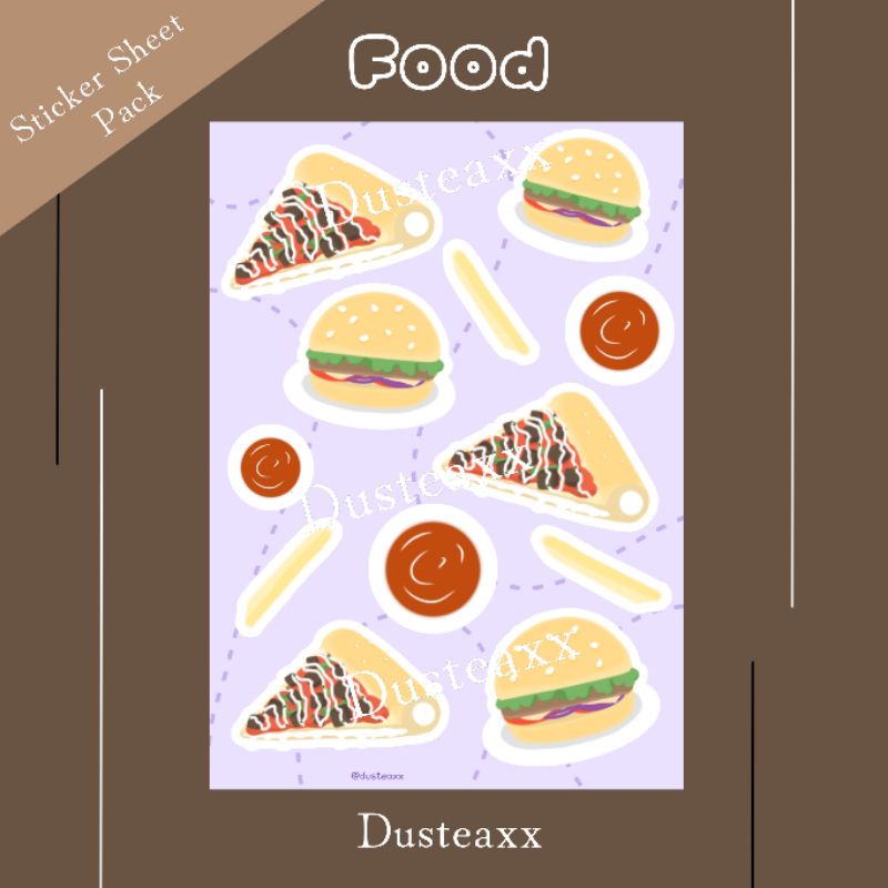 

Sticker Sheet Pack Sticker Laptop A6 Scrapbook Makanan Pizza