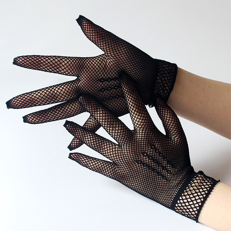 LTX-15 sarung tangan fishnet net jaring wedding glove gloves pengantin sangjit hitam putih merah