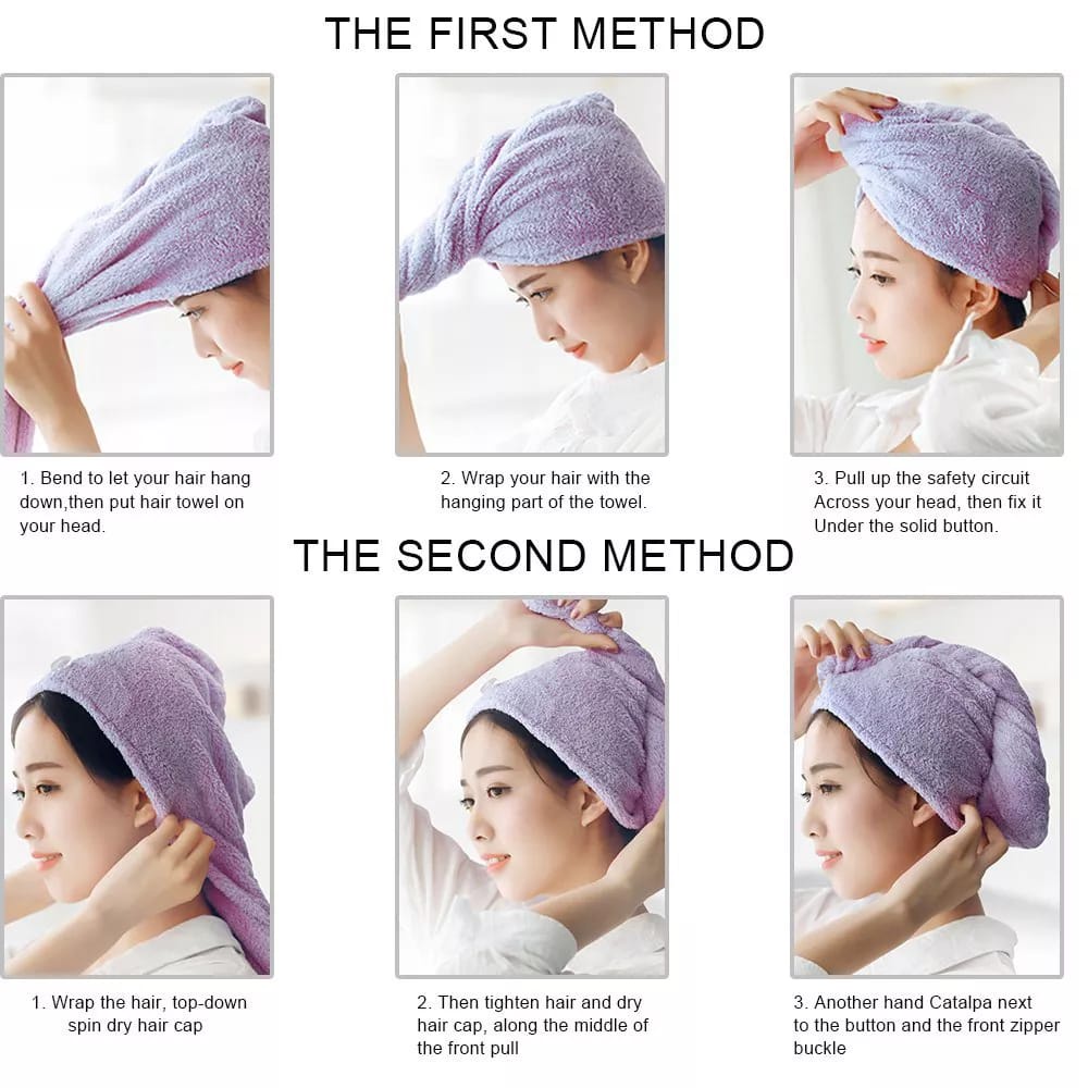Handuk Kepala Keramas / Handuk Pengering Rambut Berkancing / Handuk Kepala Keramas Microfiber F910