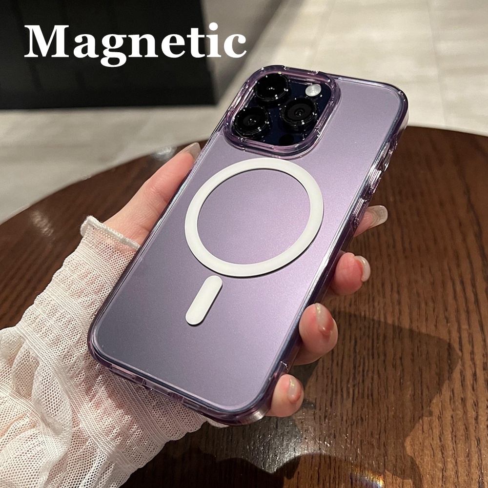 Casing Ponsel Magnetik Transparan Untuk iPhone 14 13 12 11 Pro MAX Wireless Charging Cover Untuk iPhone XS MAX XR 7+8 Plus casing Magnet