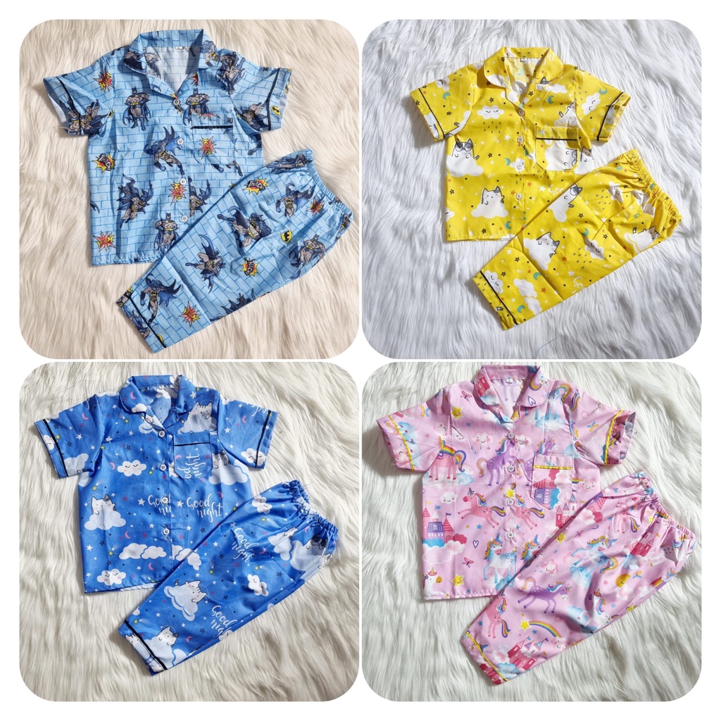 Paket Usaha Baju Tidur Piyama Anak Dapat 3 PCS 1-5 Tahun Motif Karakter Lucu Kekinian Murah