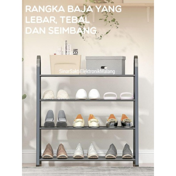 Samono Rak Sepatu 4 Susun Shoe Rack Tipe A Besi Serbaguna Portable Anti Karat