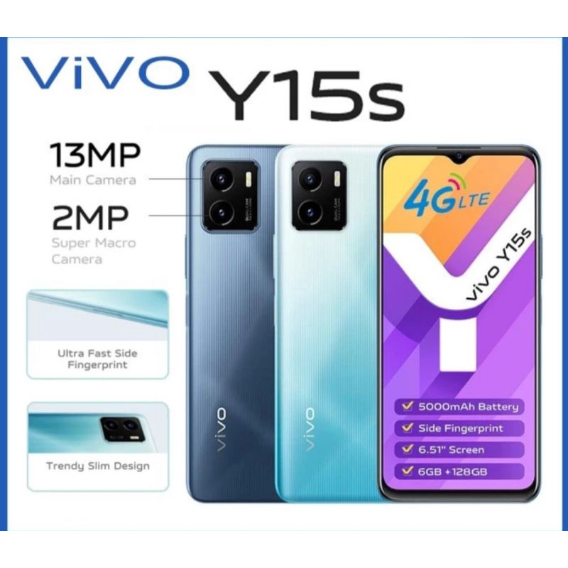 (PROMO) HP VIVO Y15S 3/32 GB GARANSI RESMI VIVO BATERAI 5000mAh