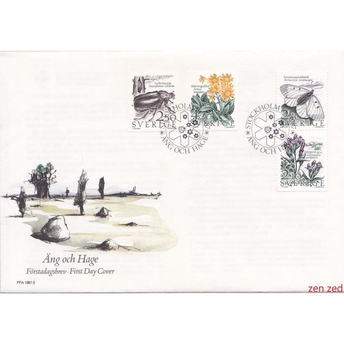 

A460 Prangko Swedia FDC 1987 Flora Fauna - Meadows and Pastures 1 Pcs