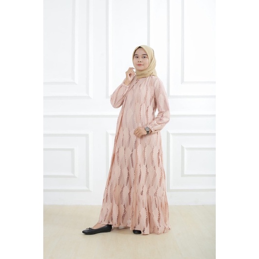 Gamis full brokat katun |gamis brokat|Gamis brokat premium