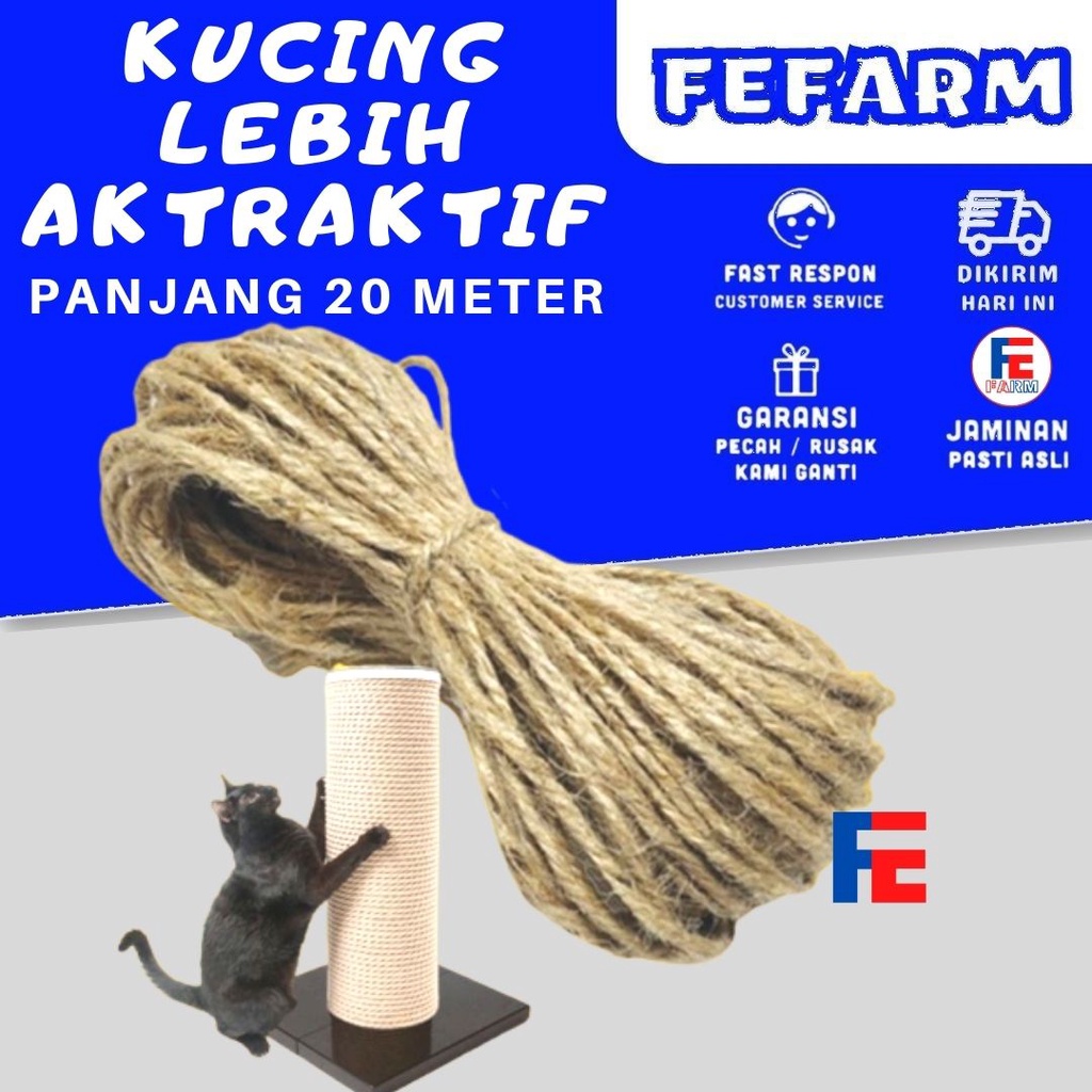 Tali Garukan Kucing Cat Scratcher Tali Goni Tambang Serabut Cakaran Kucing Panjang 20m FEFARM