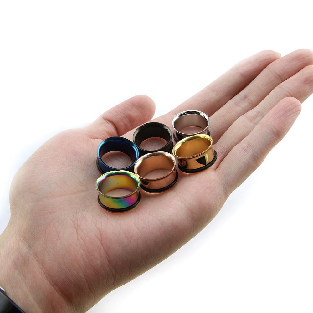 1pasang 3-10mm Stainless Steel Ear Gauges Single Flared Ear Tunnels Plugs High Polished Expanders Ear Stretchers Piercings