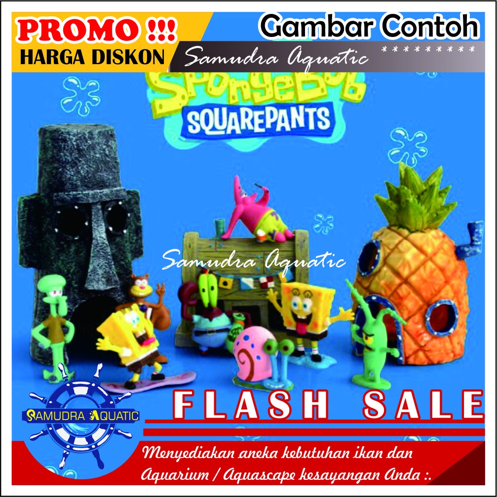 Hiasan SPONGEBOB Aquarium, Spongebob Aquarium, Mainan Spongebob Bikini Botton, Hiasan Fiber (GRATIS BUBLE WRAP)