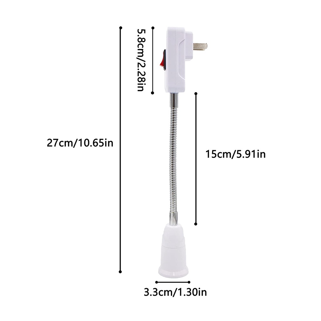 Extender Extension Colokan Dengan Saklar EU US Plug Adapter Holder Lampu Meja LED Konverter Hemat Energi Base Bohlam E27 Socket Lamp Bulb Base