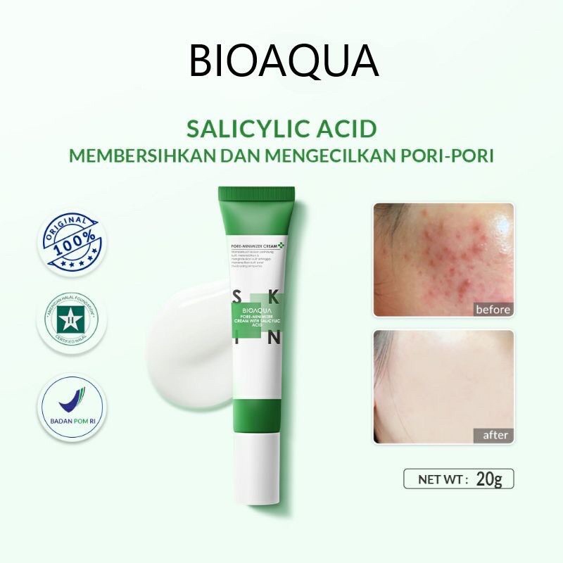 [BPOM] BIOAQUA PORE MINIMIZWR CREAM WIYH SALICYLIC ACID / OBAT TOTOL JERAWAT BIOAQUA MURAH BPOM MENY