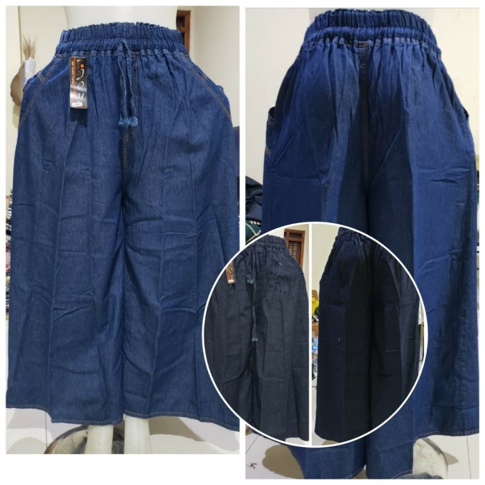 CELANA-JEANS-WANITA- CELANA JEANS KULOT PANJANG WANITA JUMBO "HITAM" XXXL -WANITA-JEANS-CELANA