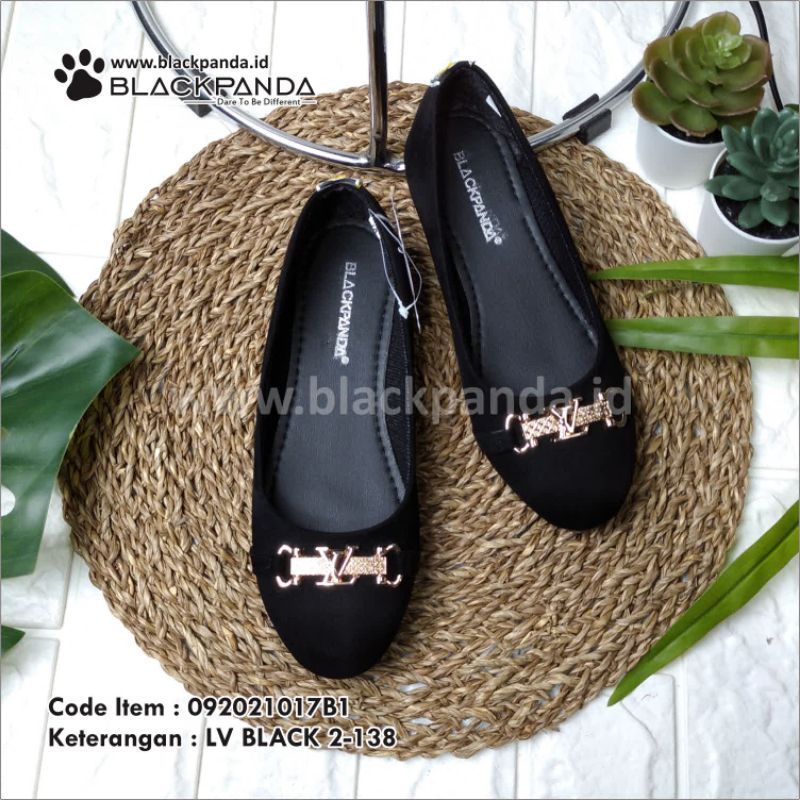 SEPATU WANITA BLACKPANDA FLAT SHOES SERIES LV BLACK 3 VARIAN