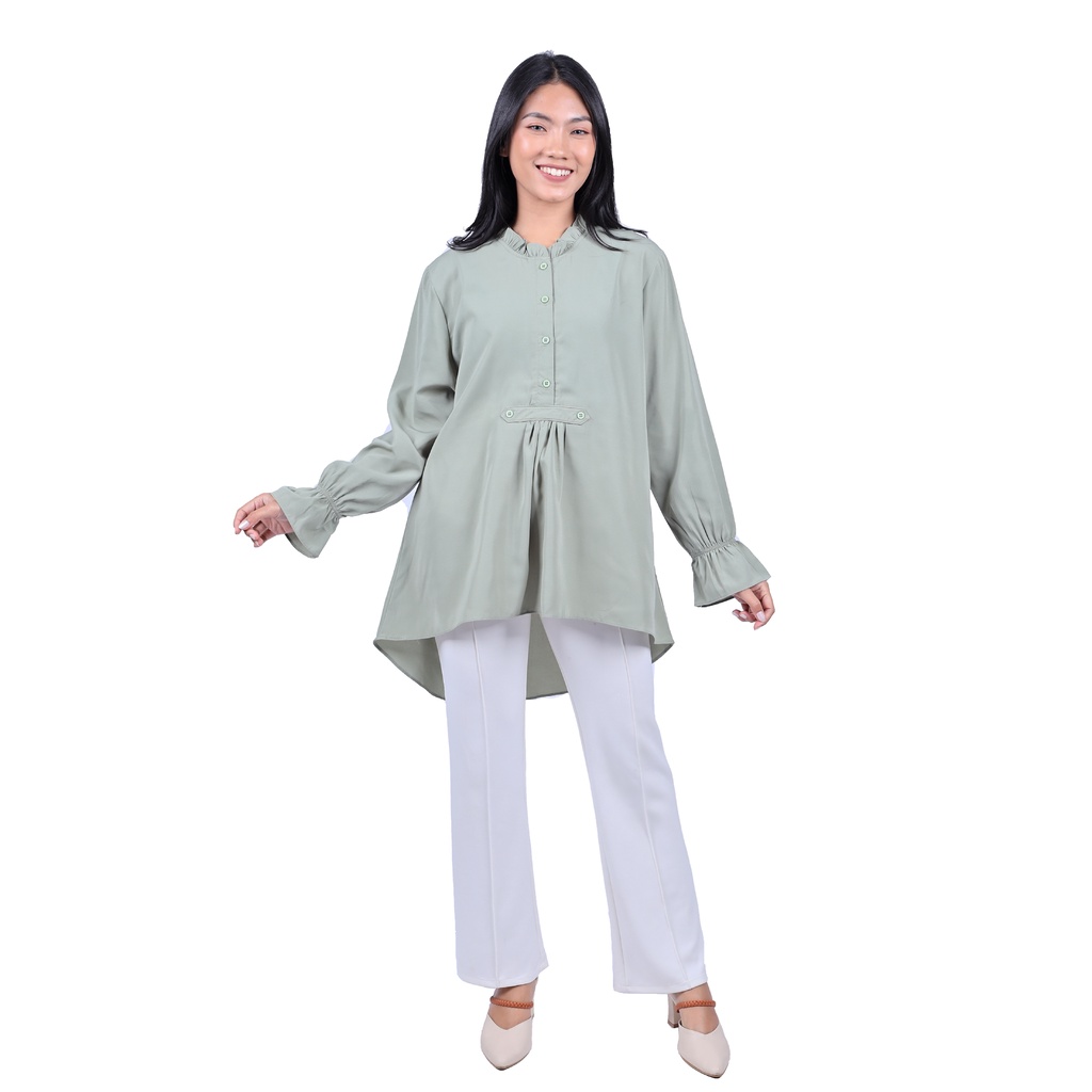 Ohya - Kemeja Blouse Atasan Wanita Astrantia Leaf Green