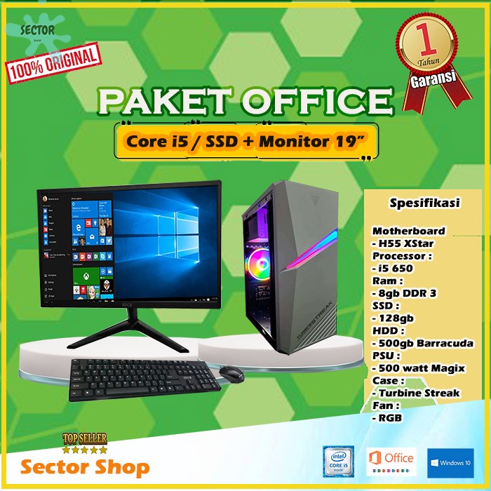 PC / CPU / KOMPUTER RAKITAN CORE i5, SSD BARU GARANSI 1 TAHUN