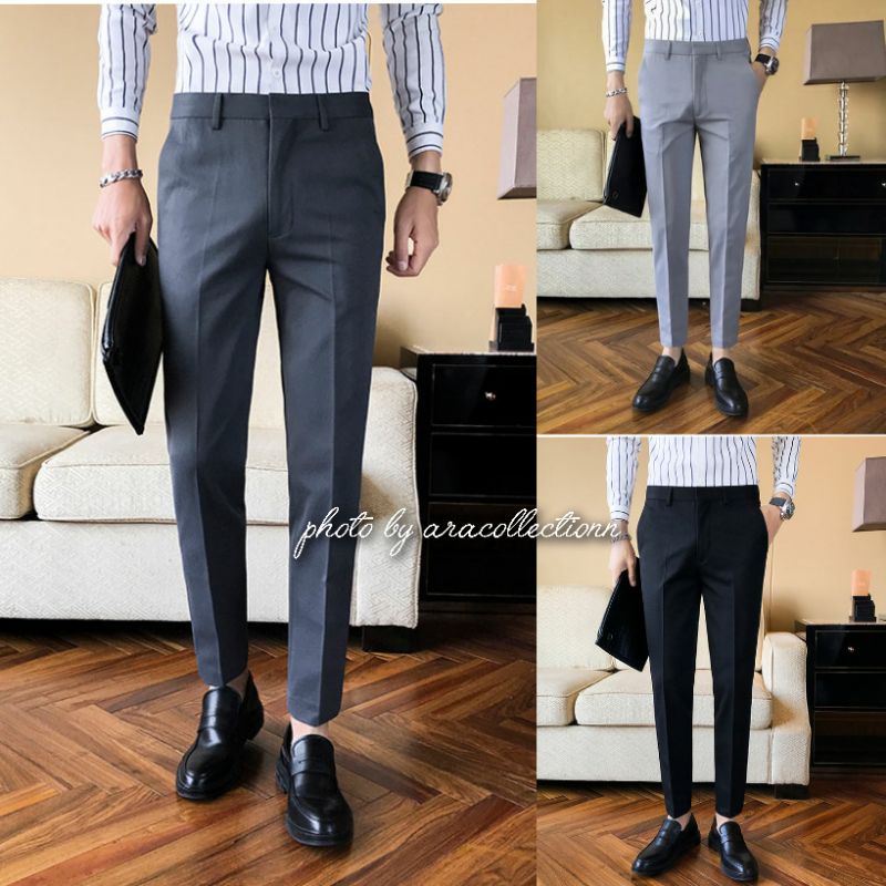 Celana Kantor Kerja Formal Bahan Dasar Pria Slimfit