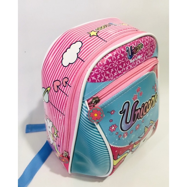 SHOWME TROLLEY - TROLI TAS RANSEL DORONGANAK SEKOLAH PAUD KUALITAS PREMIUM - BATOK GAMBAR BUSA KAKU UNICORN MAGIC PINK