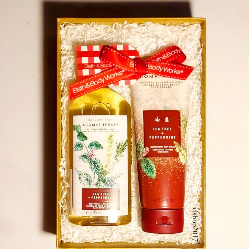 BBW AROMATHERAPHY TEA TREE + PEPPERMINT GIFT SET PAKET BATH &amp; BODY WORKS