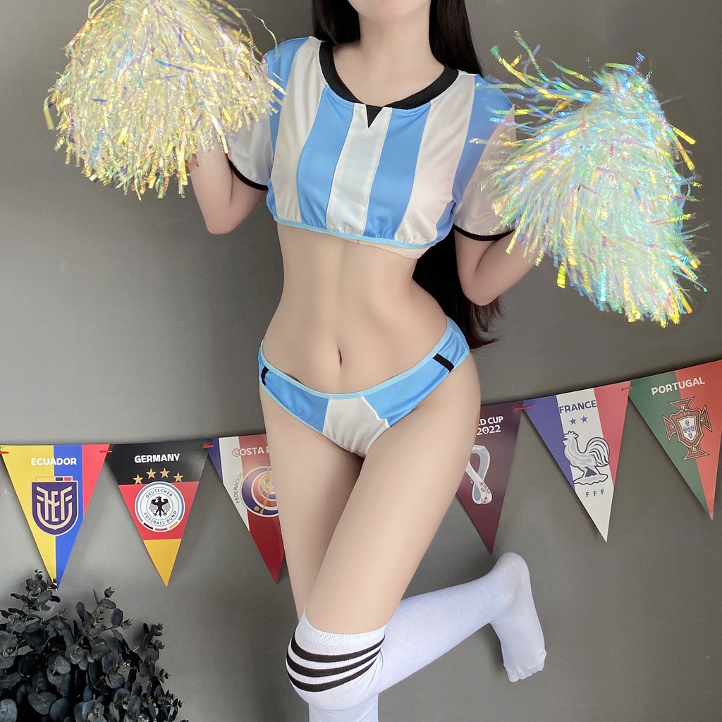 Set Lingerie Sexy Seragam Pemandu Sorak Wanita Seksi Sepak Bola Cosplay Suit Seragam A199