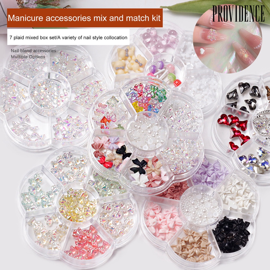 Providence 1kotak Nail Art Decor Tiga Dimensi Tidak Jatuh DIY Rhinestones Bow Bear Mixed Heart Plum Blossom Plate Nail Ornament Nail Salon Supply