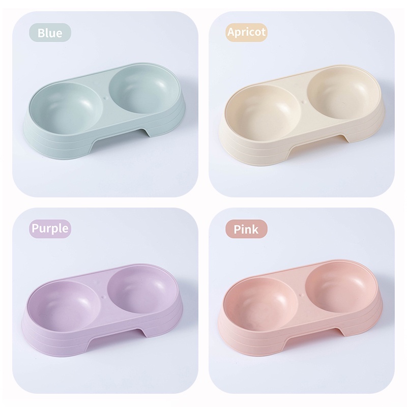 Mangkuk Double Hewan Peliharaan Anti Licin Anti Semut 2 In 1 Kotak Makanan Kucing Anjing Aksesoris  Peliharaan Pet Feeder Plate