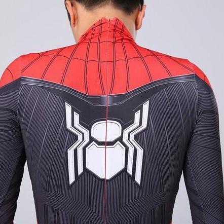 Langsung Kirim KOSTUM SPIDERMAN Merah Hitam Baju Cosplay SUPERHERO Anak Dan dewasa + Topeng