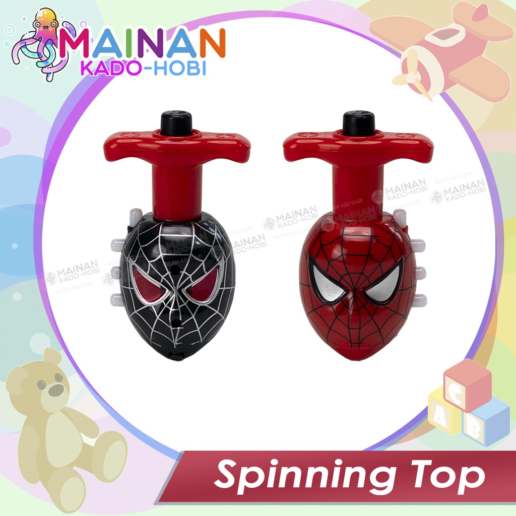 MAINAN EDUKASI ANAK SPINNING TOP GANGSING PUTAR SPIDERMAN