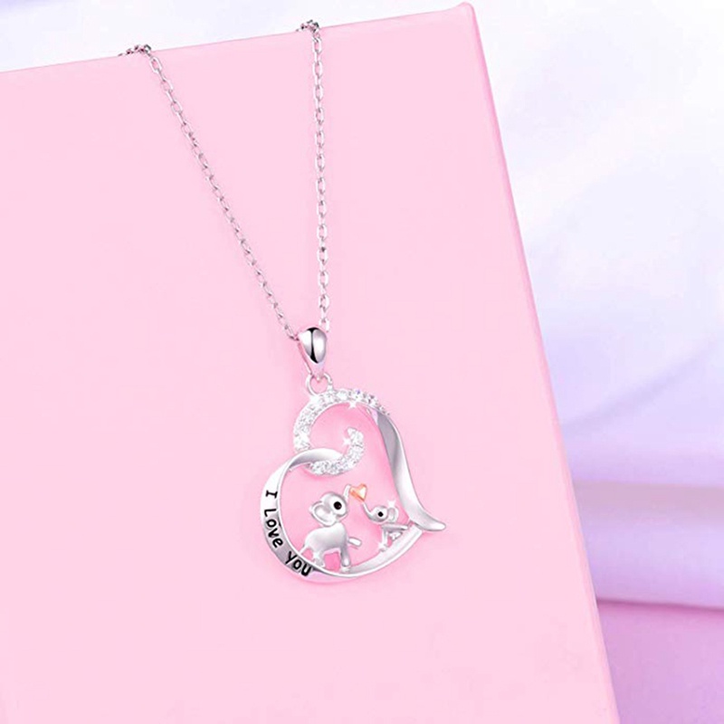 Kalung Perak925 Sterling Rantai Kalung Gajah Yang Indah Untuk Wanita Gadis Hadiah Ulang Tahun