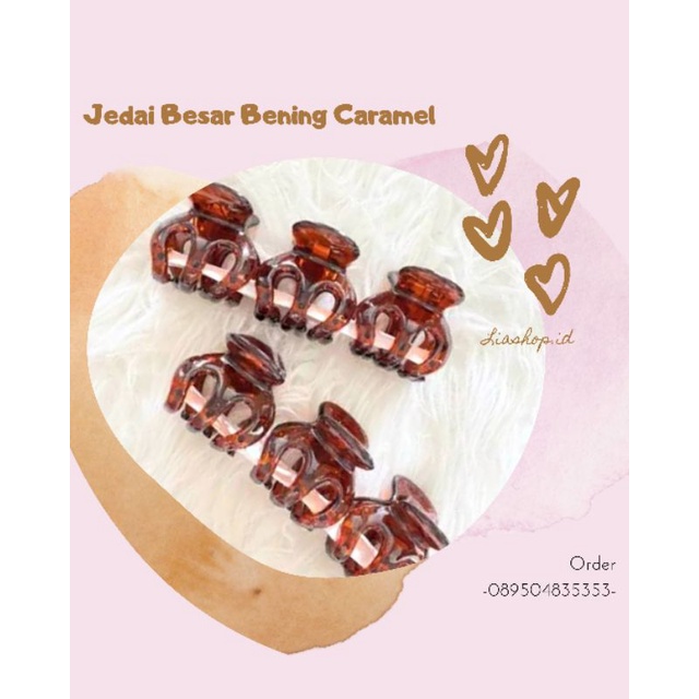 Jedai Bening Caramel/ Jedai Besar Warna Bening/ Jedai Rambut Gaya Korea/ Jepitan Rambut