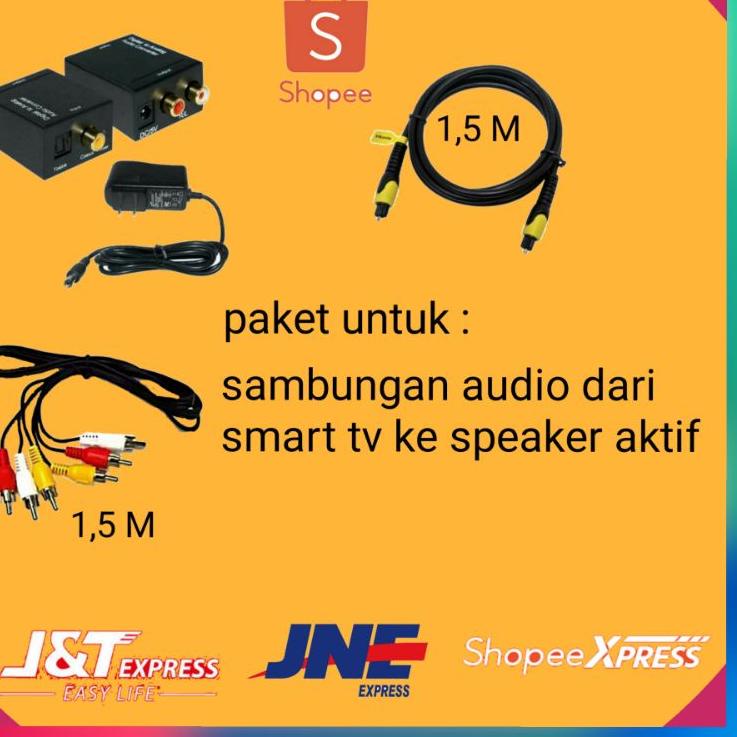 Special Price.. paket lengkap sambungan audio dari smart tv ke speaker aktif /digital audio optic to