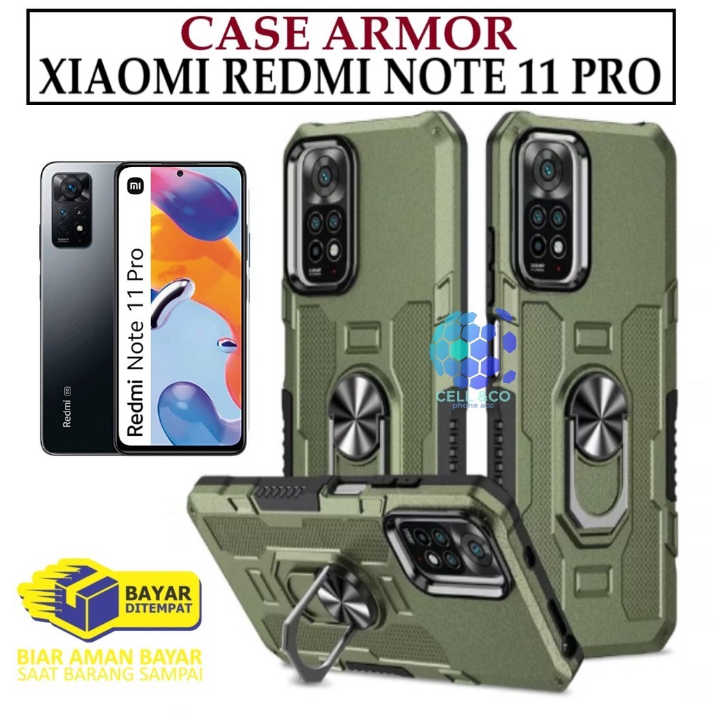 Case Armor XIAOMI REDMI NOTE 11 PRO Iring Cincin Magnetic Kesing Hp Protect kamera Premium Hard Case Standing Robot Pelindung Kamera