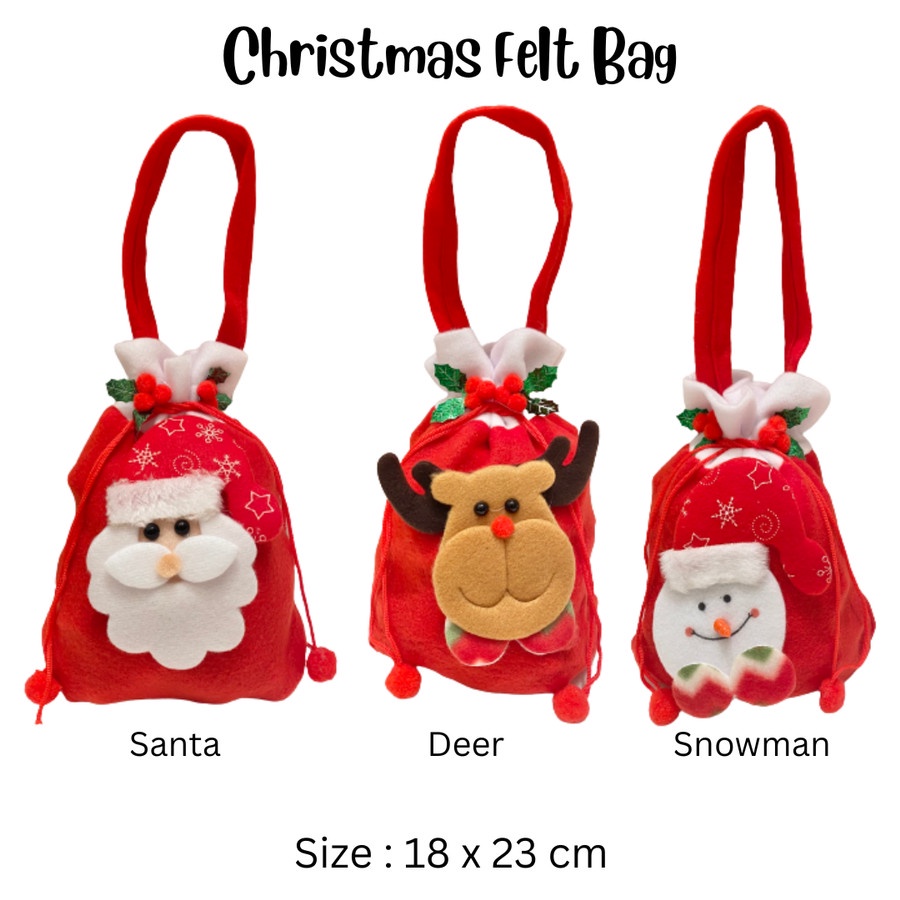 

Christmas Felt Goodie Bag/Tas Kain Souvenir Kado Natal