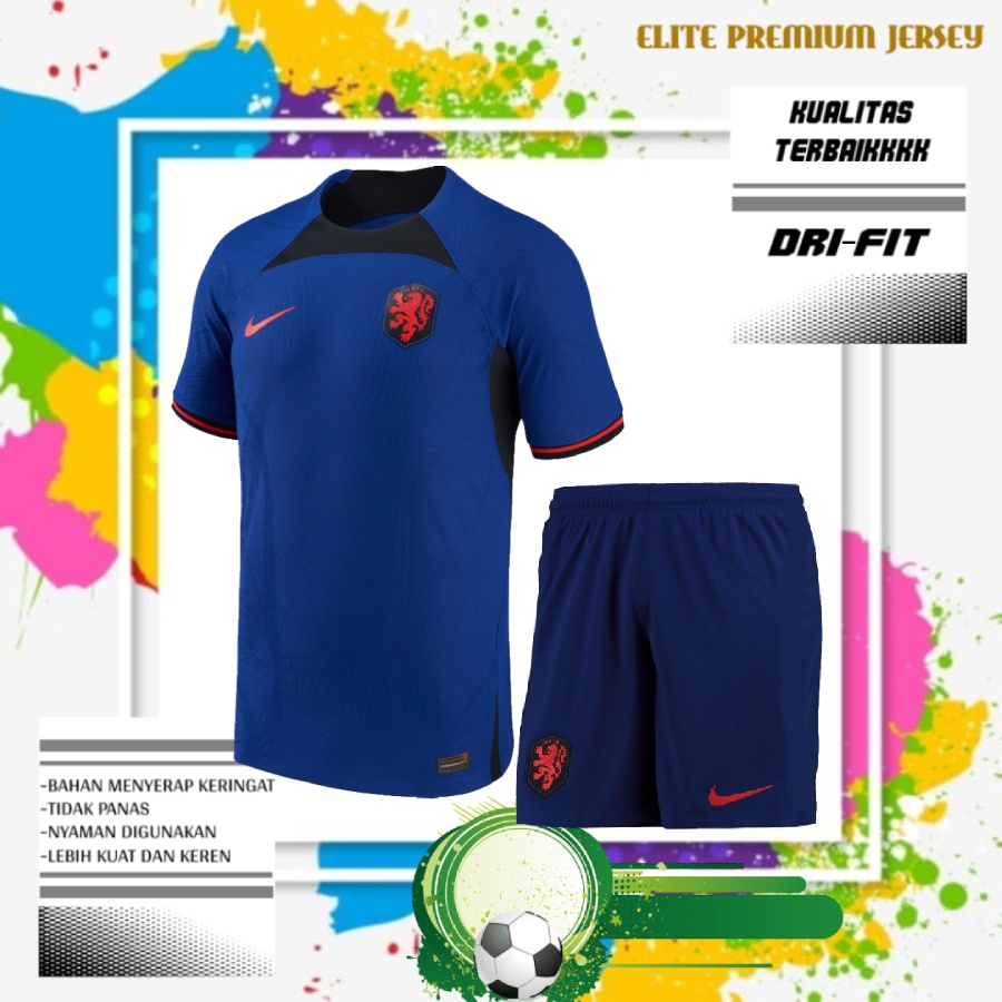 SETELAN JERSEY DAN CELANA BOLA BELANDA AWAY 2022/2023 GRADE ORI | BAJU SEPAK BOLA PIALA DUNIA TIMNAS
