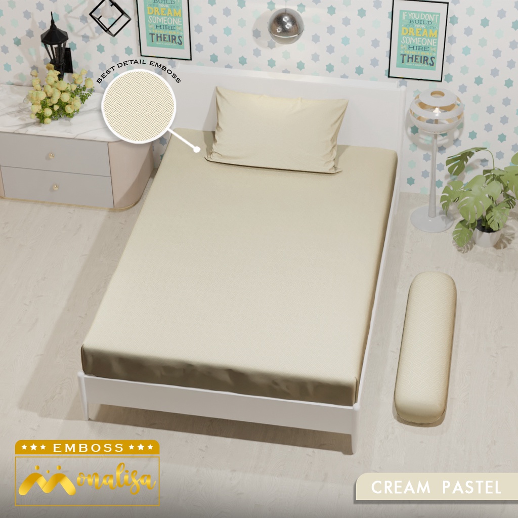 Monalisa Emboss Sprei Uk 90/100/120 - Cream Pastel