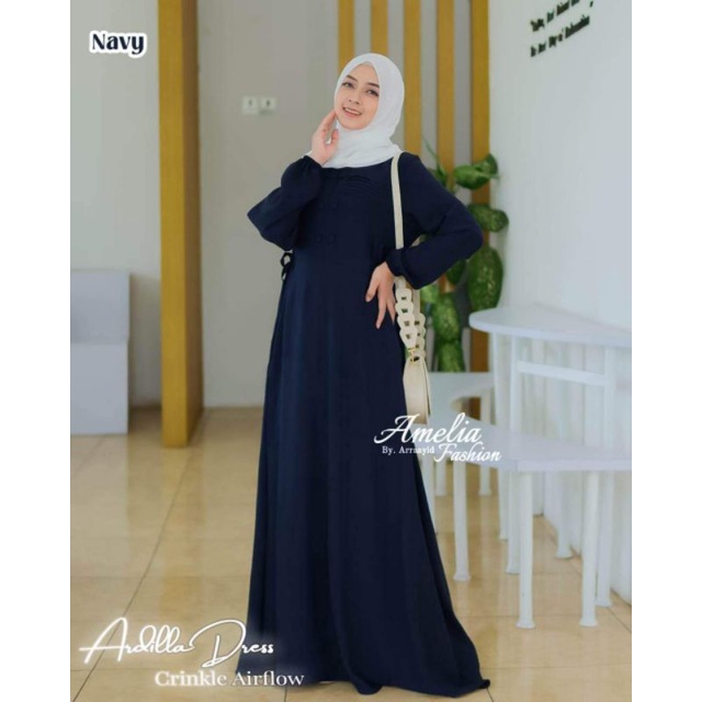 GAMIS ARDILLA CRINGKLE TERBARU ORI AMELIA FASHION DRESS WANITA MODERN KEKINIAN