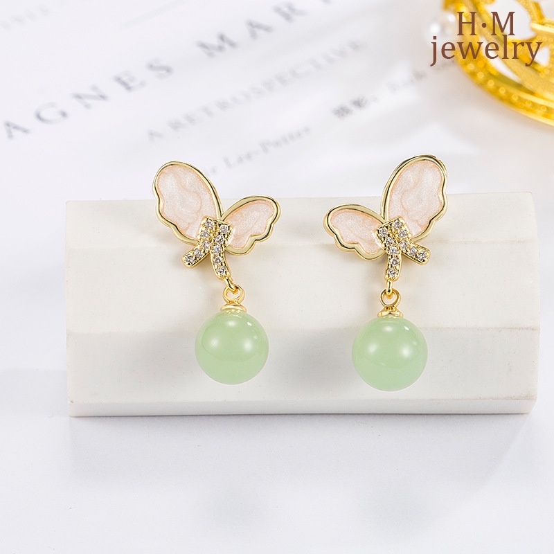 Anting Hetian Kupu-Kupu Tetes Minyak Gaya Kuno Anting Bermutu Tinggi Yang Indah Dan Serbaguna