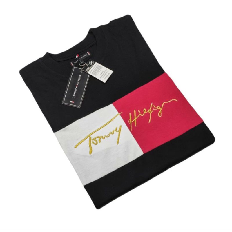 Kaos tshirt kombinasi terbaru tomm1 hilf1gher logo bordir
