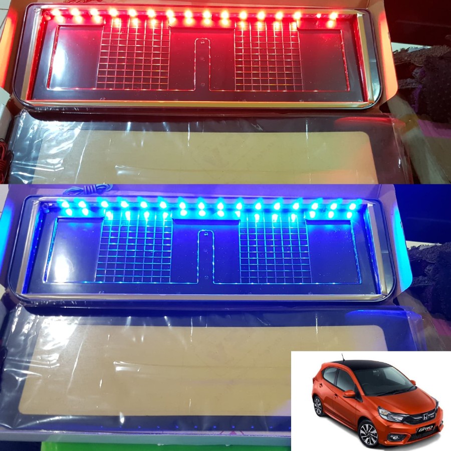 Dudukan / Plat Nomor Mobil Akrilik Izy Lampu 46CM All New Brio